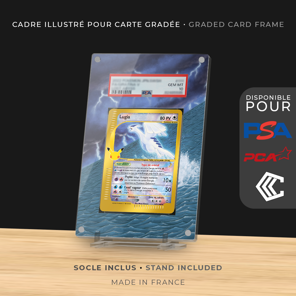 Protection Illustrée Carte Gradée PSA/PCA/CCC - Lugia Cristal Reprint 30 ans